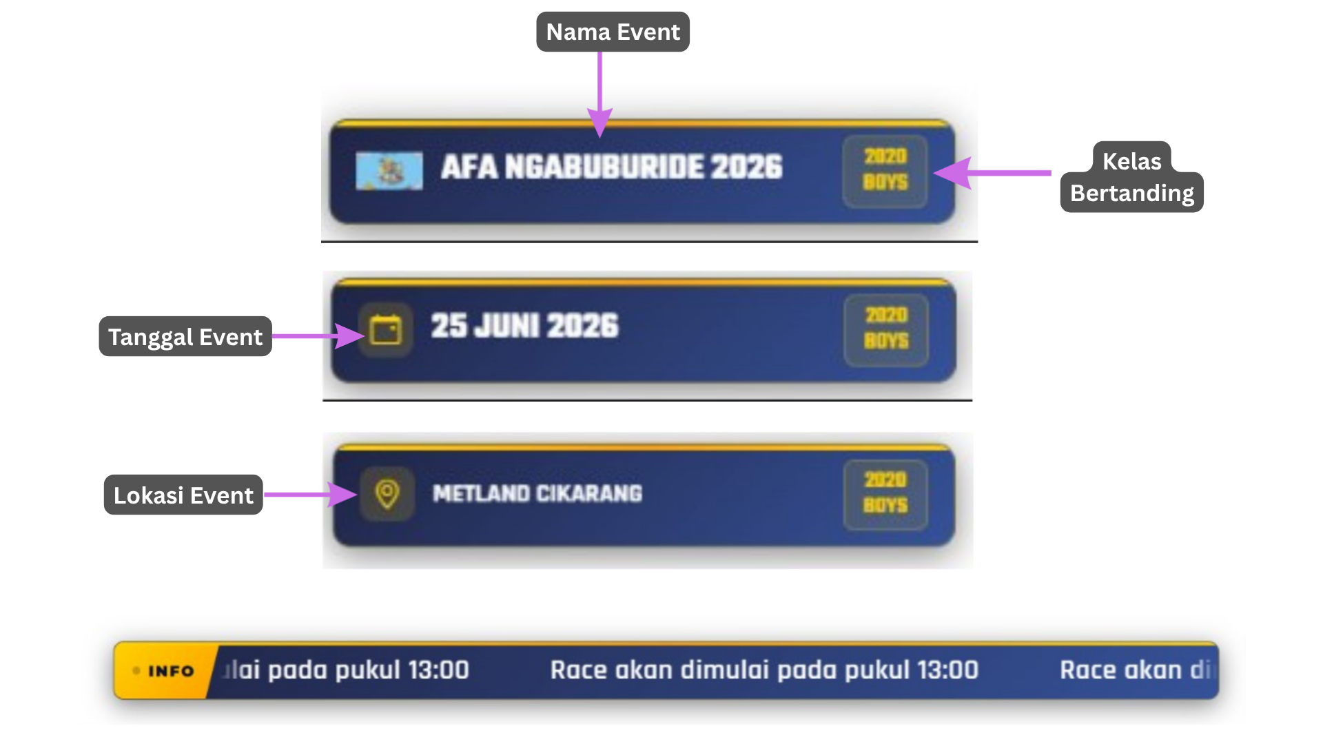 Contoh tampilan overlay Info Banner & Running Text